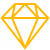 Yellow geometric diamond icon with stylized facets.