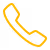 Orange telephone handset icon on transparent background.