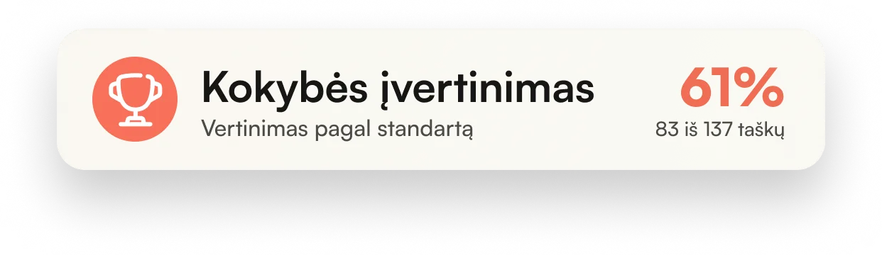 Kokybės įvertinimo pagal standartą iliustracija