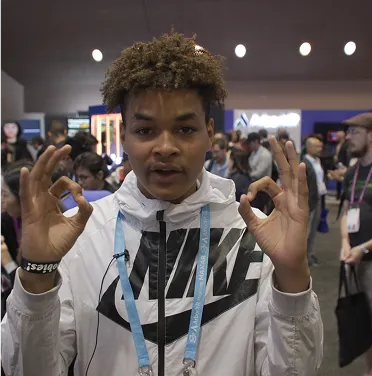 A person standing in video production set
