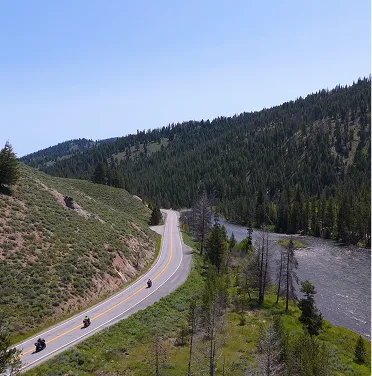 A wide angle shot of a road for a commercial