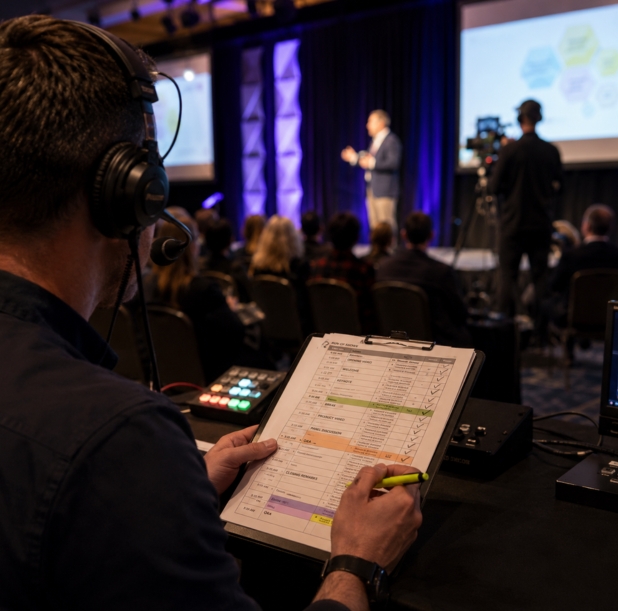 Collage of video chat and interview scenes featuring panel discussions and speeches at an event.