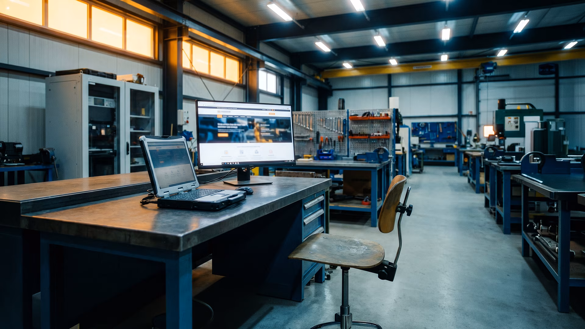 Industrial website credibility evidence arranged on a mining services workshop bench for procurement verification, illustrating the homepage as a structured proof asset rather than a design artefact.