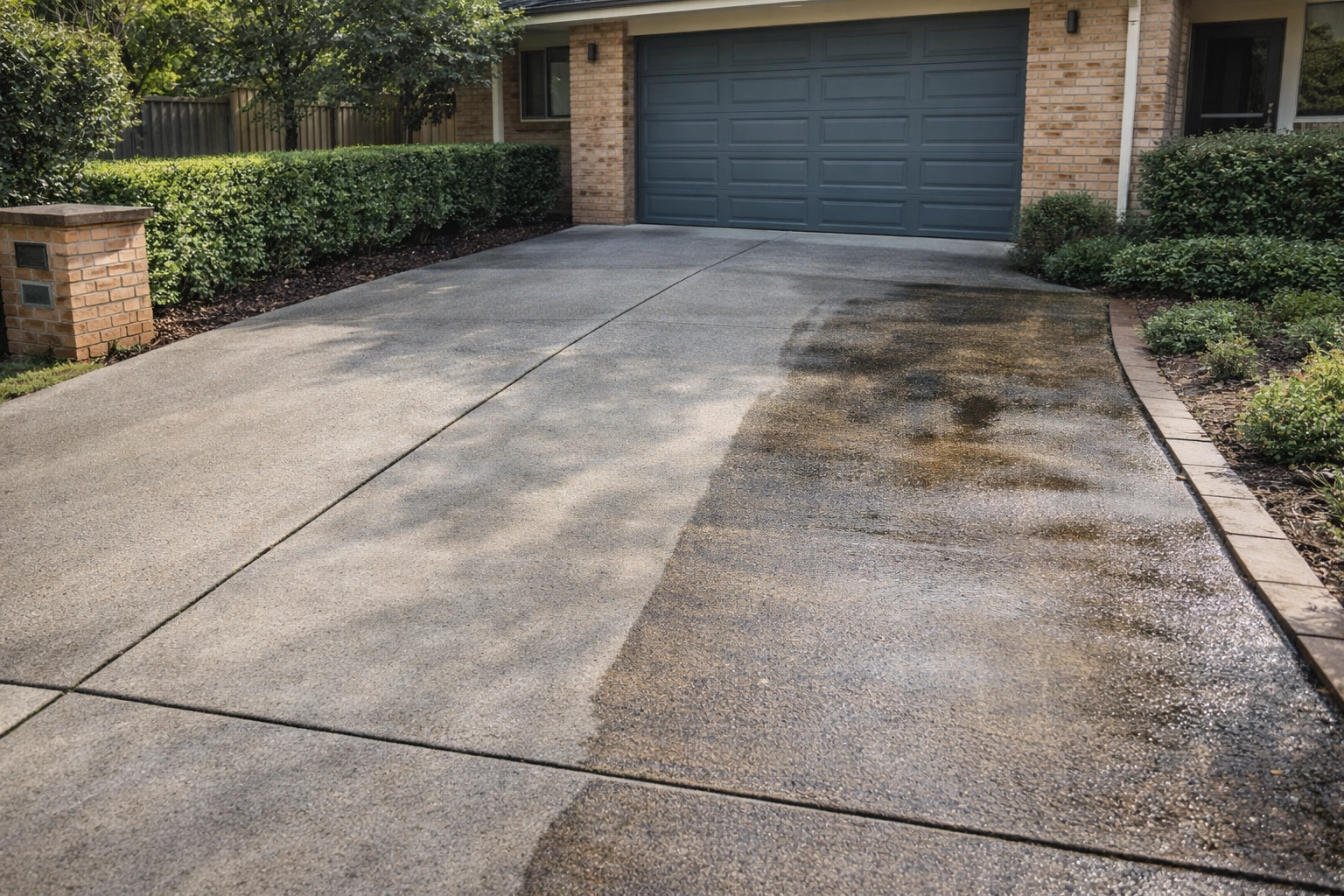 Pressure washing service cleaning exterior surfaces at a residential property in Bendigo