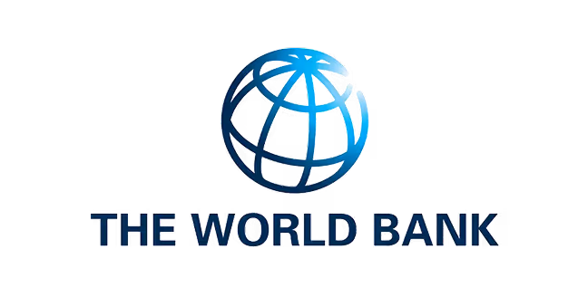 The World Bank logo featuring a stylized blue globe above the text 'THE WORLD BANK'.