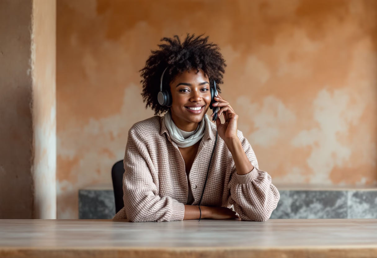 image of an individual providing support assistance (for a productivity tools business)