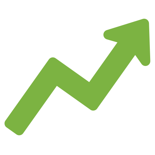 Green upward trending arrow symbolizing increase or growth.