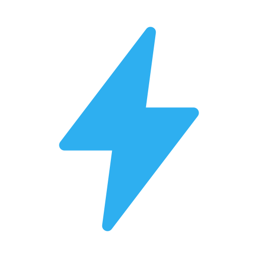 Blue lightning bolt icon on a black background.