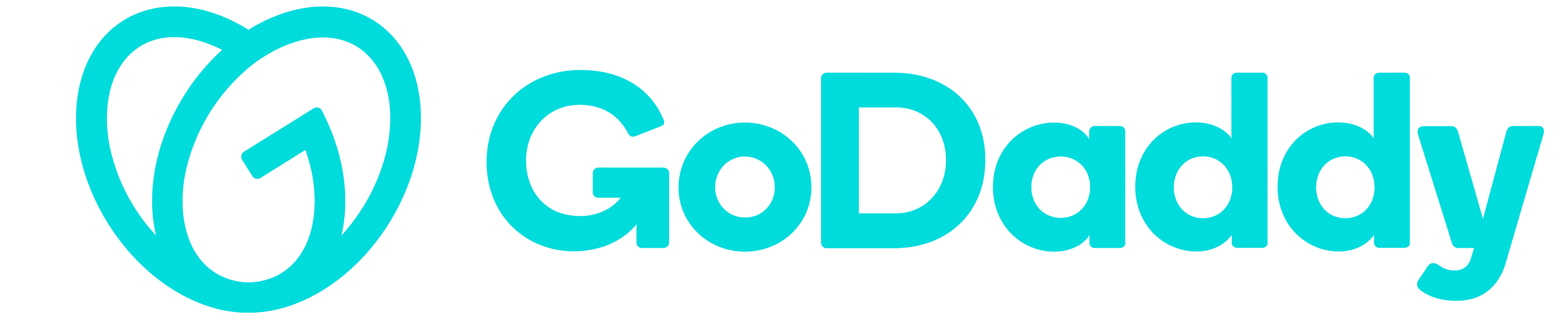 GoDaddy brand logo in turquoise color with stylized 'G' enclosed in a rounded shape.