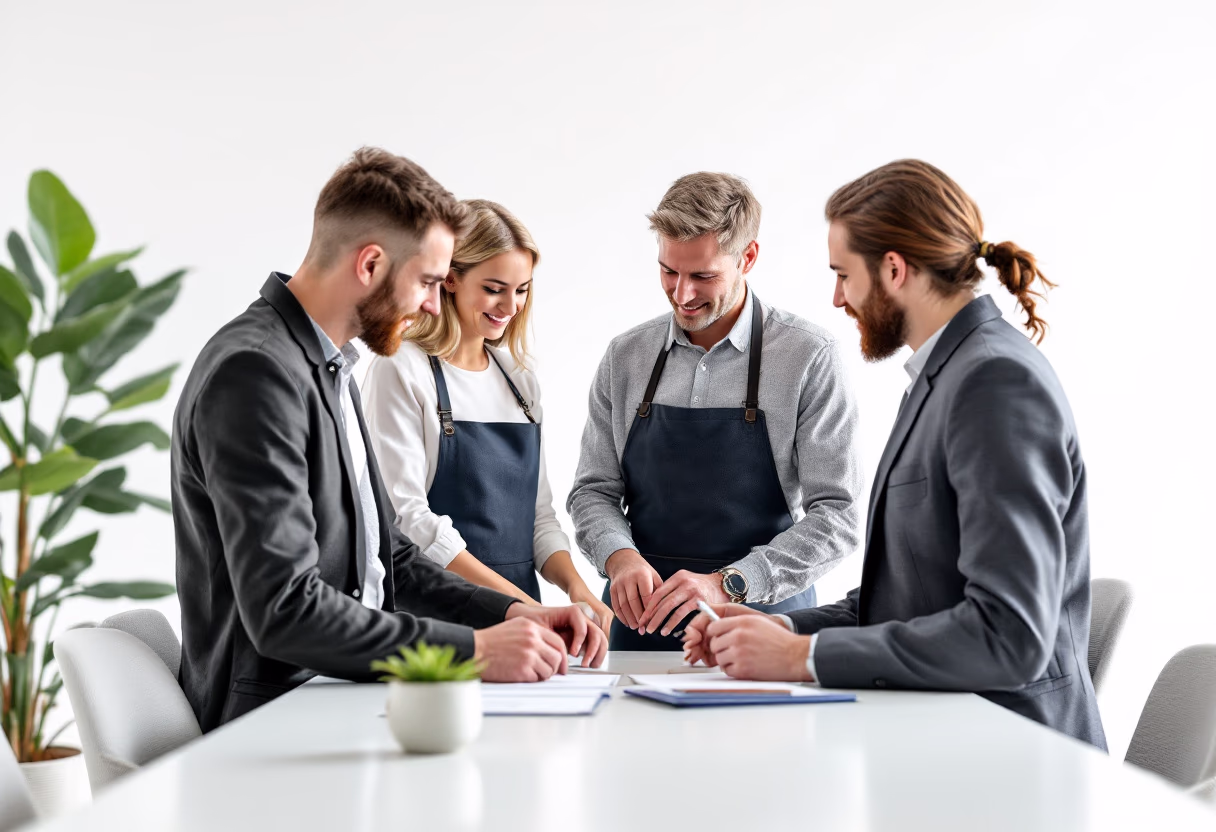 [background image] image of team working together in office (for a agricultural services)