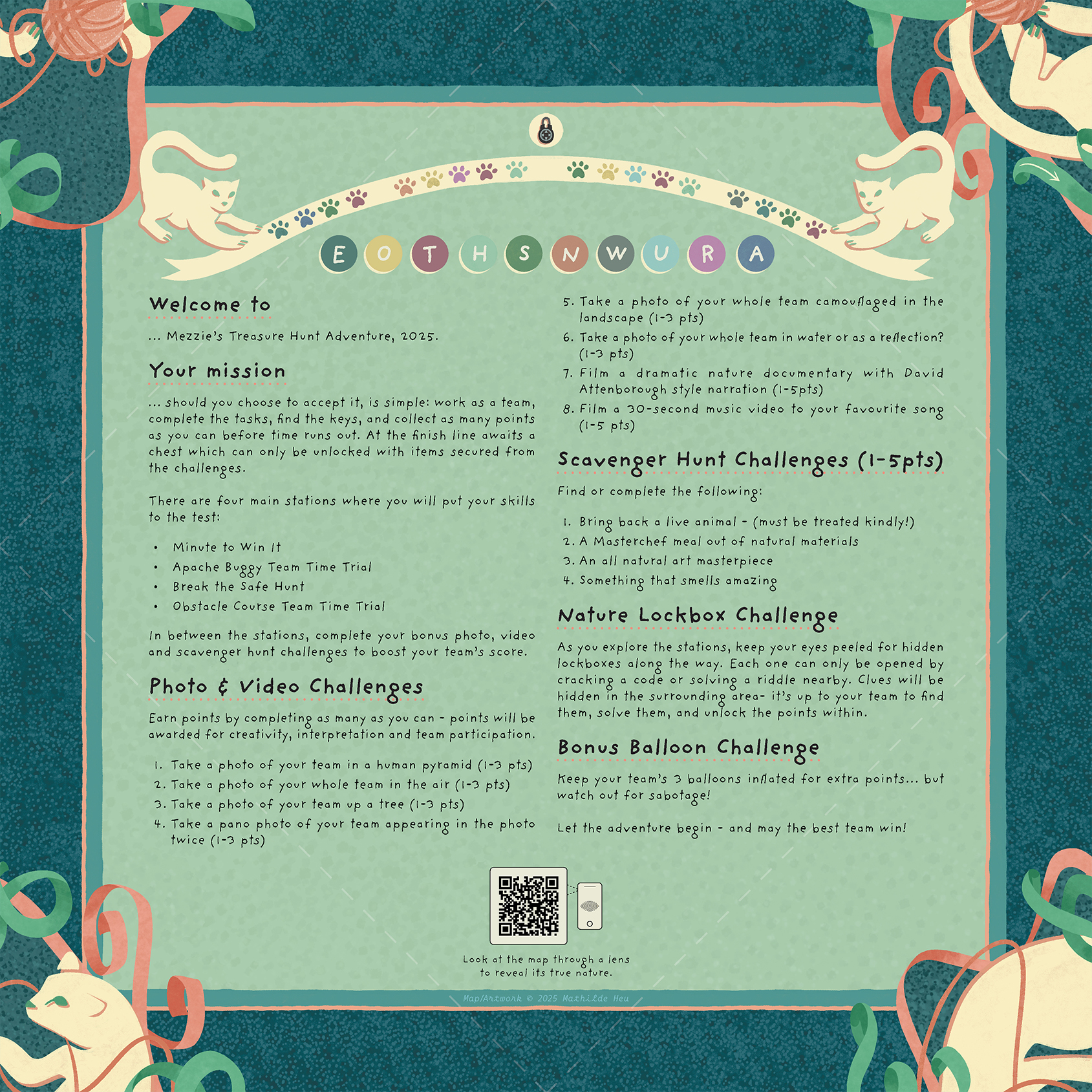 Illustrated treasure map with augmented reality