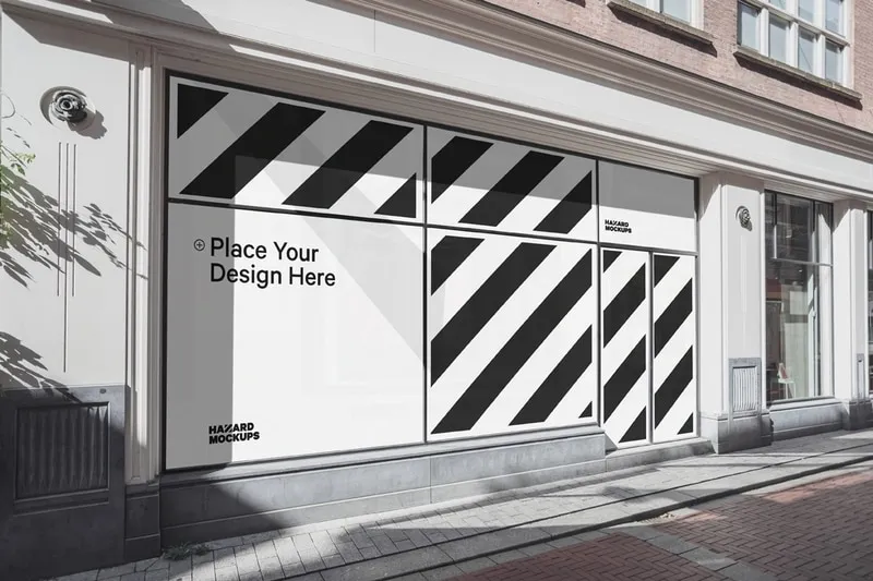Luxurious store front full window sticker mockup
