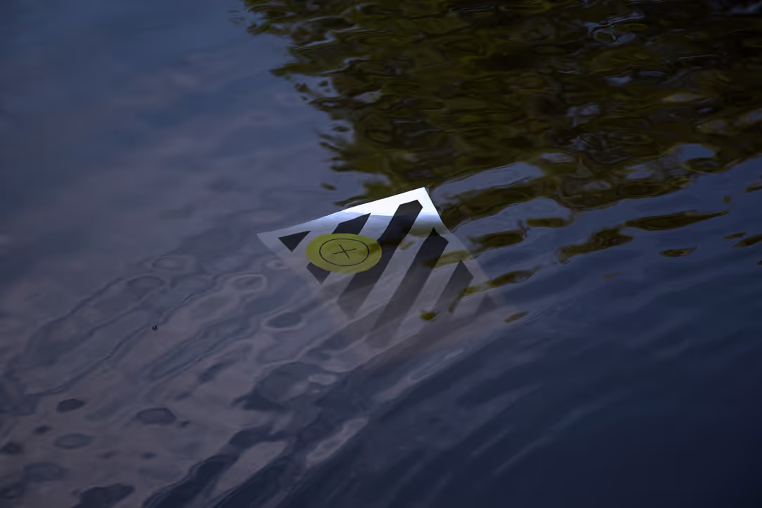 Unique paper mockup sinking in water