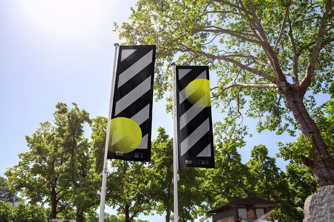 Outdoor banner flag mockup