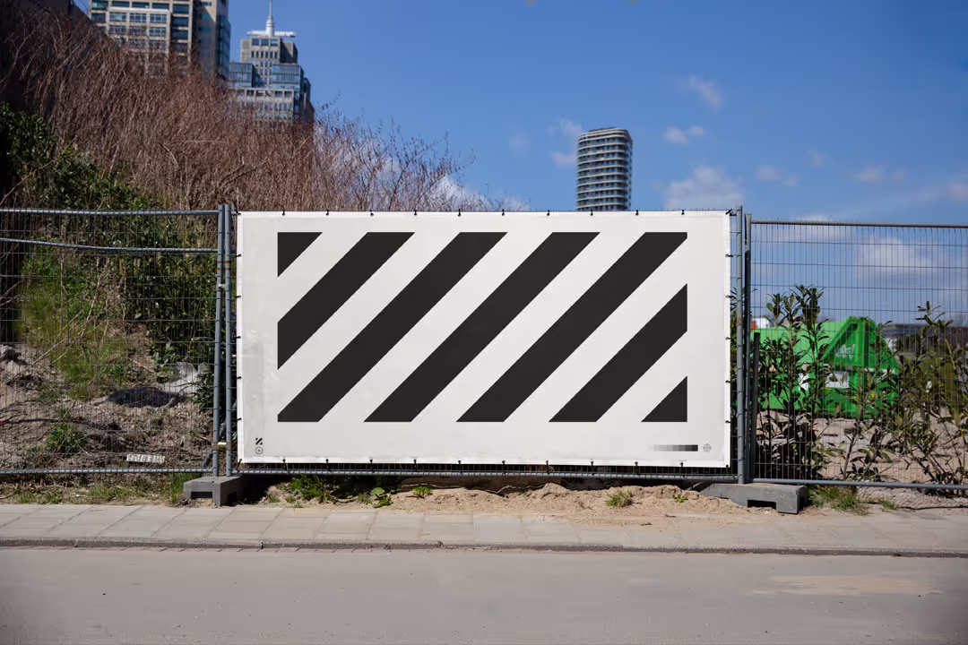 Construction hoarding fence mesh banner mockup