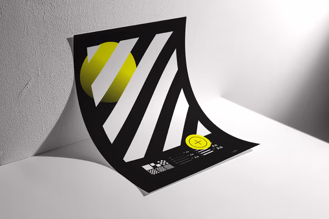 Curved paper mockup in studio setting with real shadow