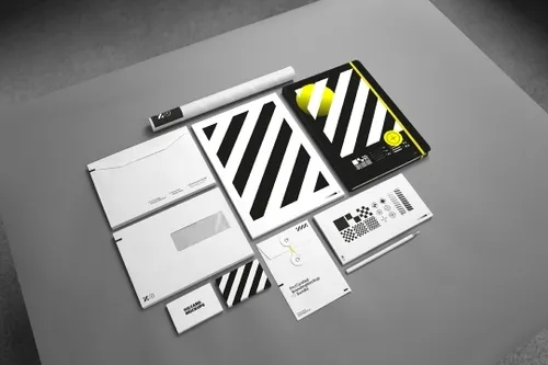 Full stationary mockup containing envelopes, bussinnescards, a4 paper and a notebook mockup