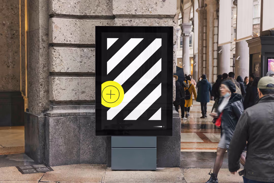 City light mockup in luxurious shopping street in Milan