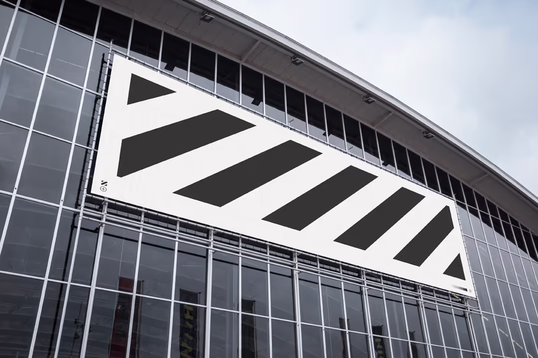 Big outdoor frame mesh banner mockup