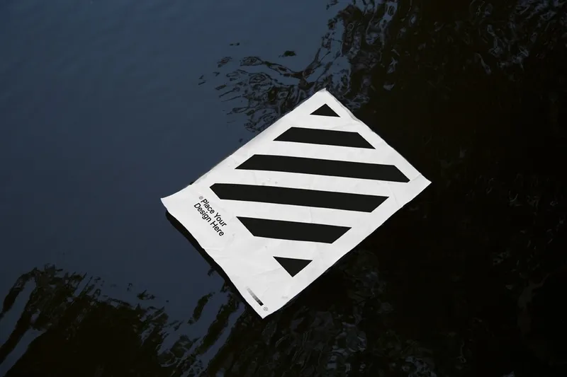 Unique A4 paper mockup floating on water