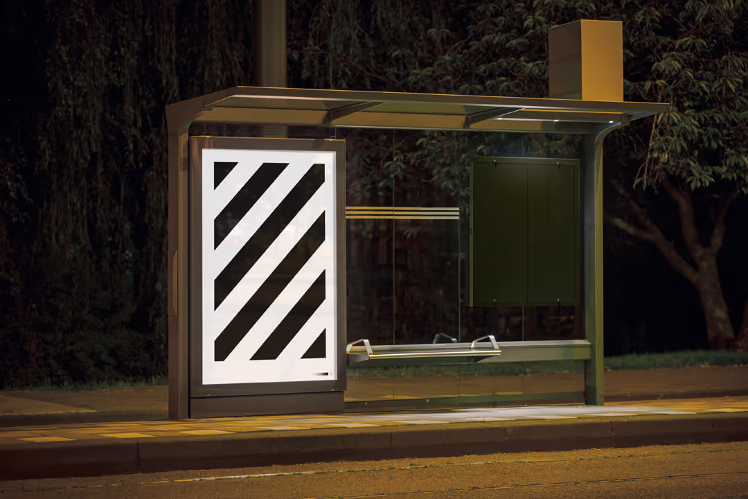 Urban night busstop mockup