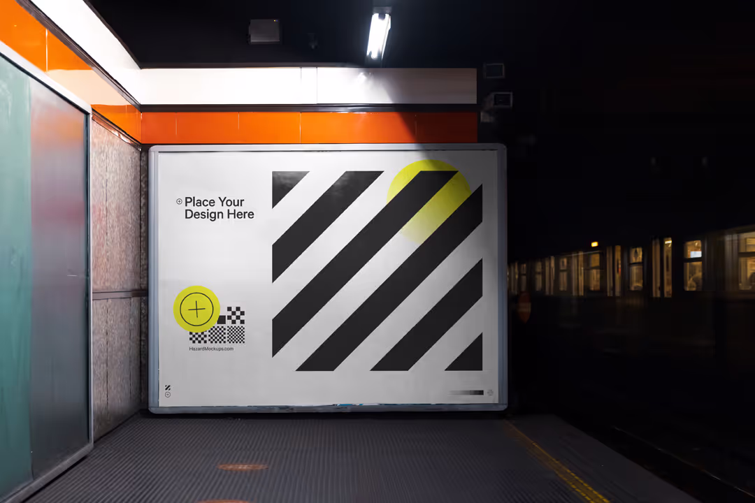 Dark Milan subway advertising poster billboard mockup