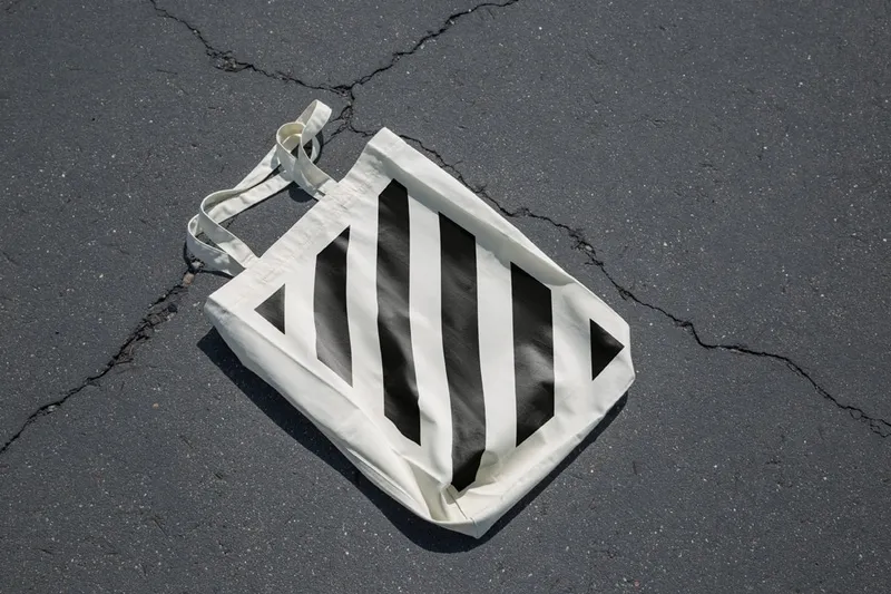 Minimal totebag mockup on concrete floor. With realistic shadows and 3D wrapping