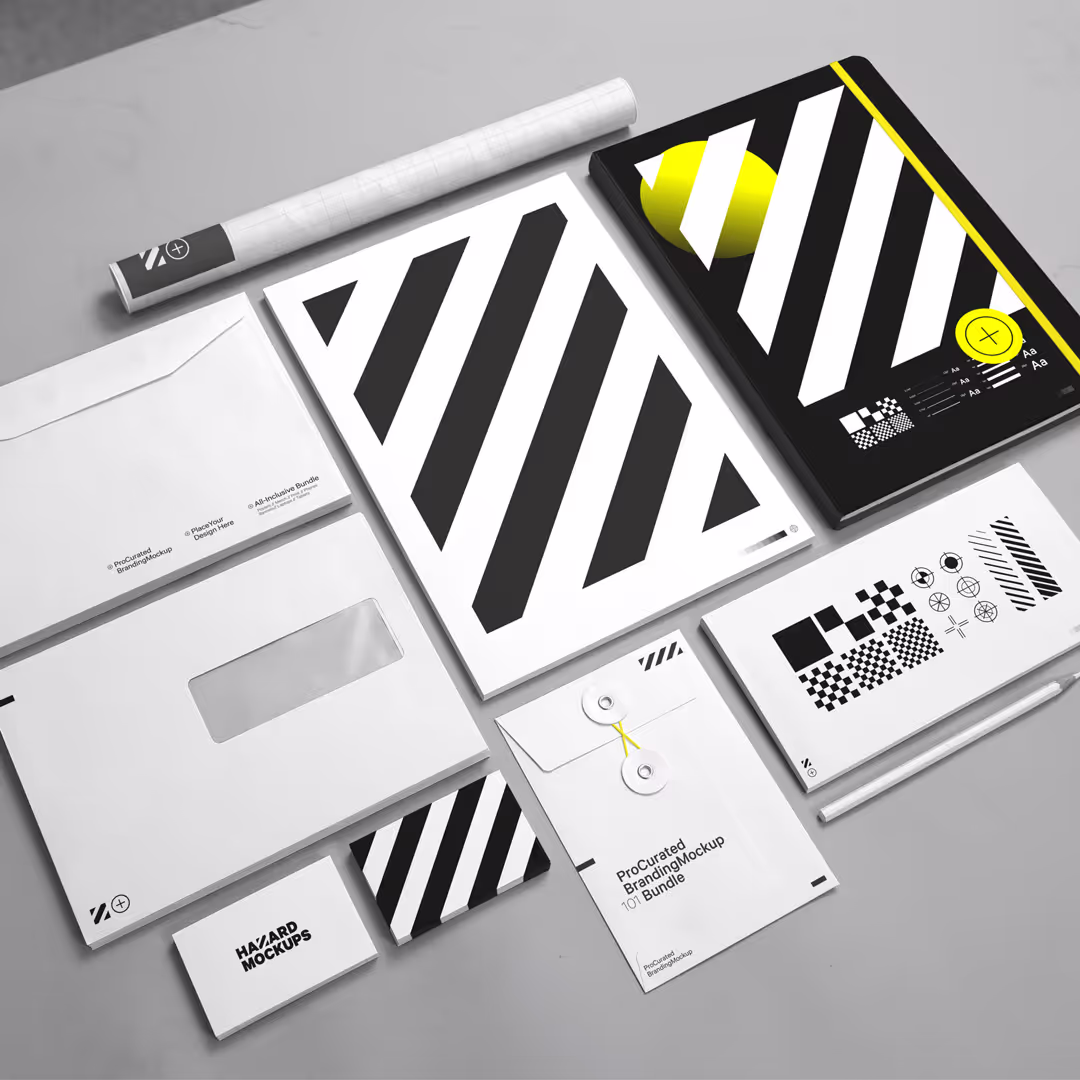 Curated full branding mockup bundle. A complete mockup bundle for all your presentations. Including device mockup, poster mockup, billboard mockup, totebag mockup, stationary mockup and many more. Save time and save money with with this presentation-ready branding mockup bundle!