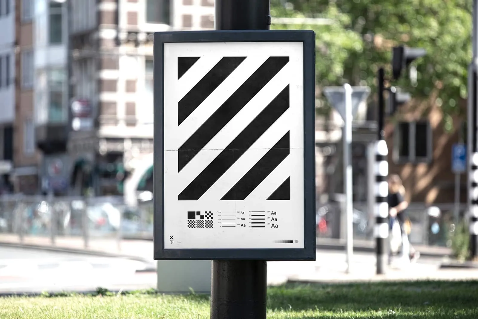 Street poster mockup with high quality paper effects