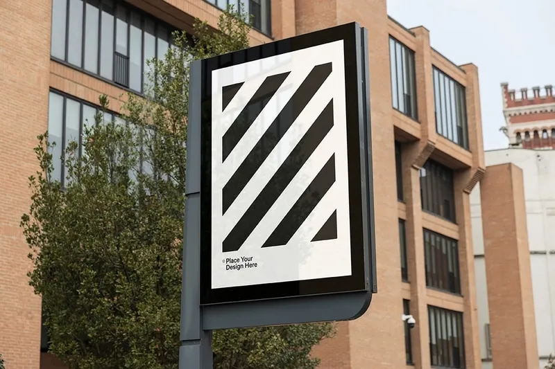 City poster mockup located in Milan with adjustable reflection effect.