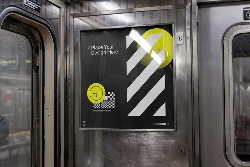 Advertising mockup in New York City subway