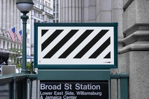 Advertising board mockup at New York City subway entrance