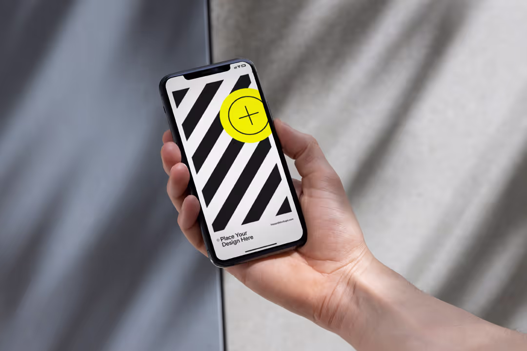 Minimal iPhone mockup with shadow effects