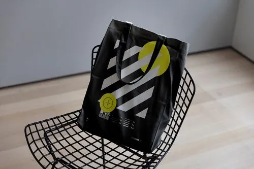 Canvas tote bag mockup on chair