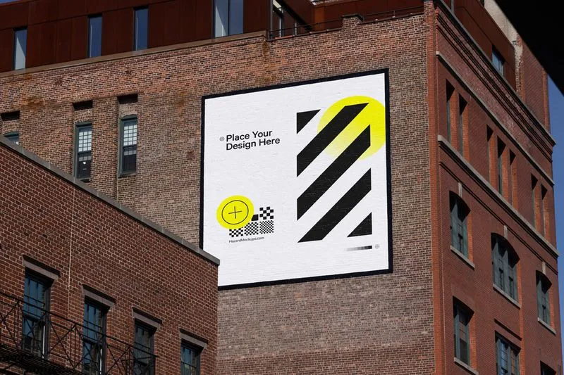 New York City mural mockup on brick wall