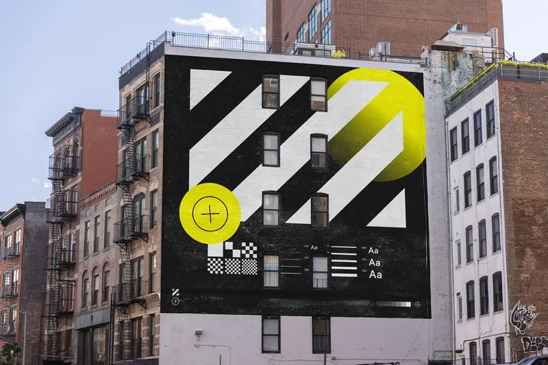 New York City mural mockup on brick wall