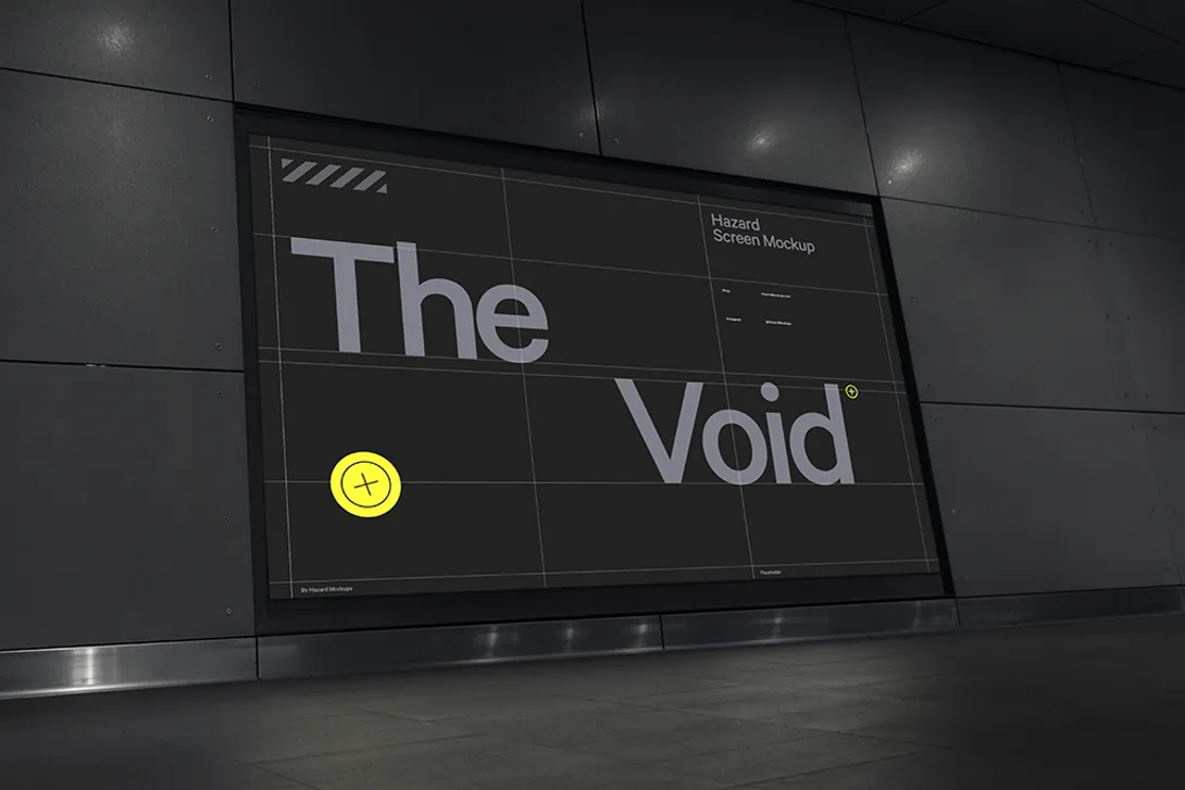 Display mockup in minimal dark subway station with realistic reflection. Perfect to present a marketing campaign and commercial designs.