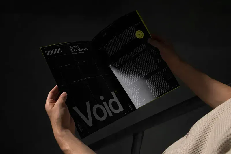 Handheld Magazine mockup on background with realistic shadow effect