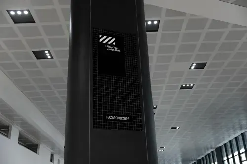 Present your branding project in style with this large digital signage mockup set in a spacious entrance hall. Perfect for any category, this mockup allows you to effortlessly drag and drop your design, offering a realistic preview of how it will appear in the real world.