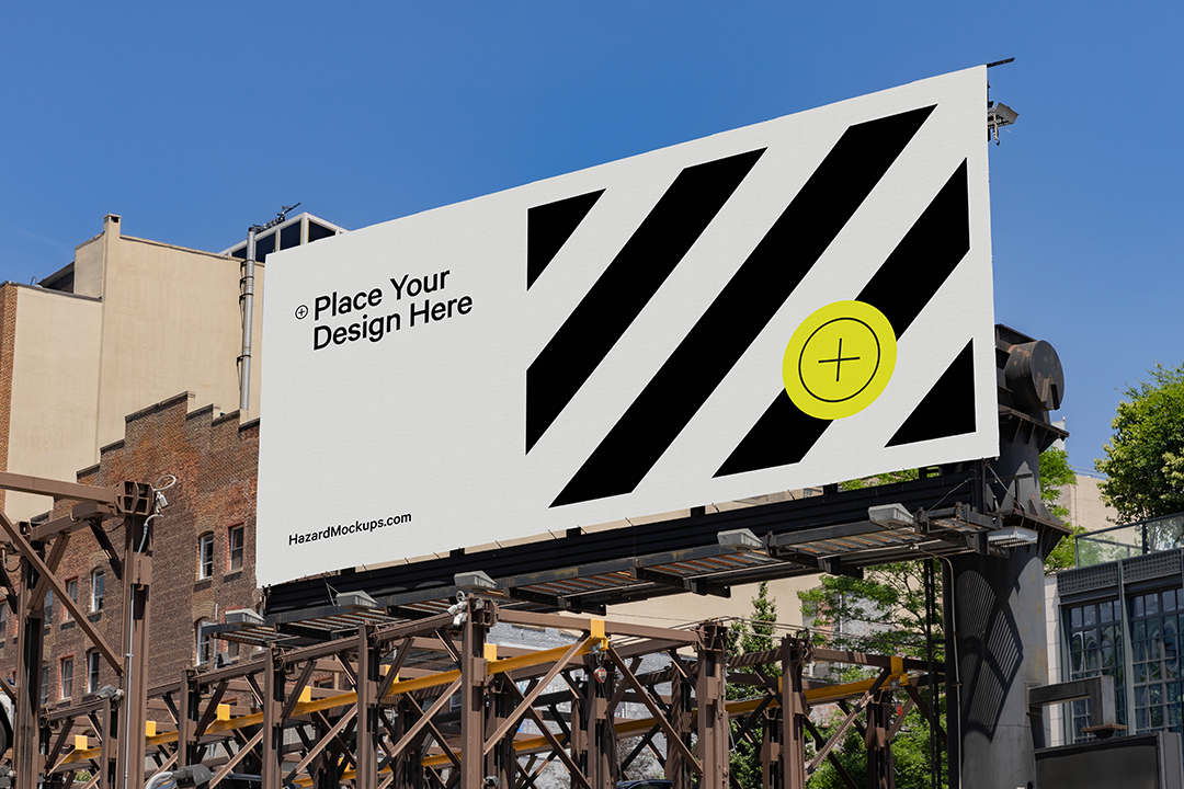 Large horizontal billboard in urban setting