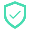 Shield icon with a checkmark symbol inside representing security or protection.