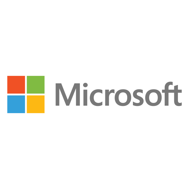 Microsoft company logo with four-color window icon and text.