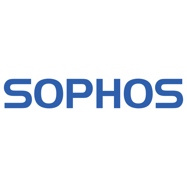 Sophos logo in blue text on a black background.