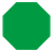 Green octagon shape with a black outline on a white background.