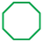 Green double-line octagon icon on transparent background.