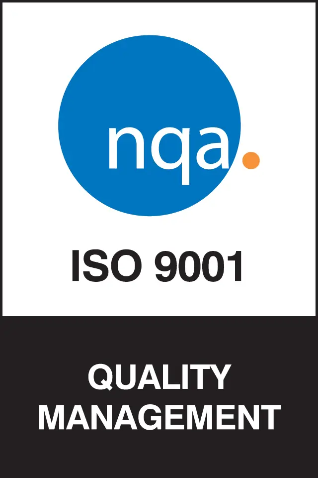 Blue circular bmtrada logo with text System Certification ISO 27001 Certification on the ring.