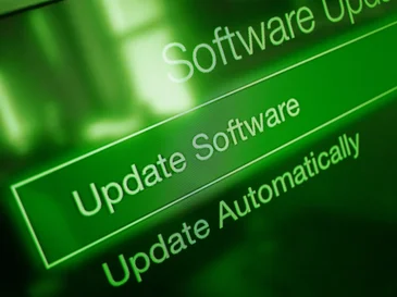 Green screen showing options to update software or update automatically.