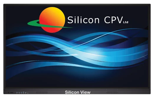 Screen displaying Silicon CPV Ltd logo with a yellow-red planet and blue wave design.
