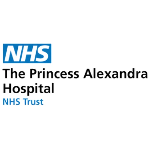 NHS logo with text The Princess Alexandra Hospital NHS Trust in black and blue.