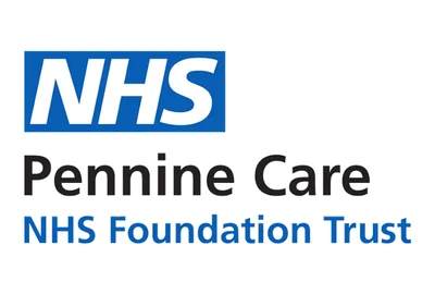 Pennine Care NHS Foundation Trust logo with NHS in blue box and black and blue text.